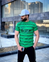 تی شرت راه راه رنگ سبز