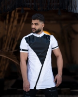 پیراهن ترکیبی چرم رنگ سفید