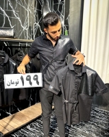 پیراهن ترکیبی چرم رنگ مشکی