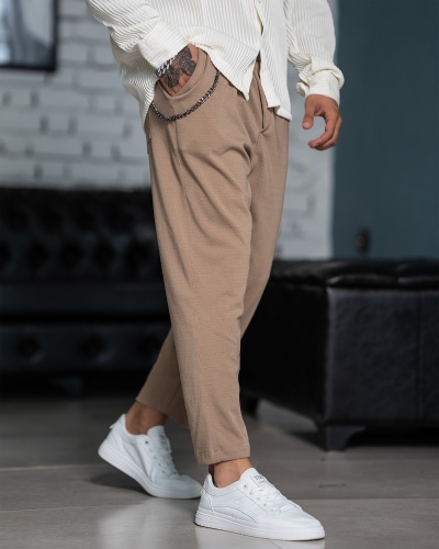 شلوار پارچه غواصی رنگ کرم