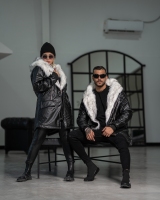 کاپشن چرم مشکی وارداتی
