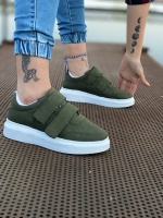 کتونی دخترانه چسبی VANS زیتونی