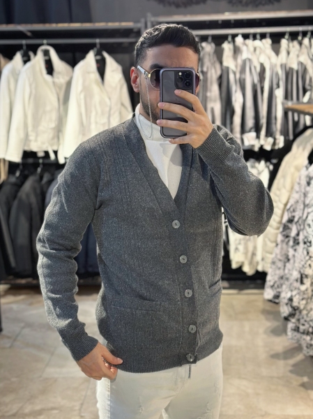 ژاکت دکمه ای طوسی تیره