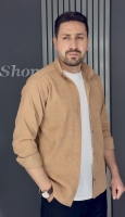 پیراهن مردانه مخمل کبریتی کرم