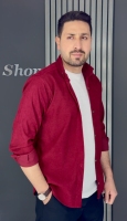 پیراهن مردانه مخمل کبریتی زرشکی