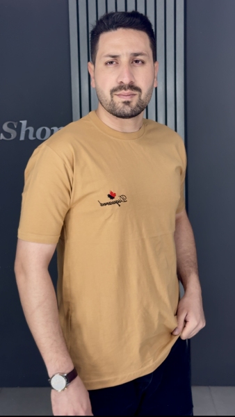 تیشرت نخ پنبه مردانه کرم