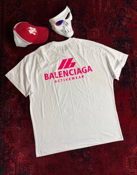 تیشرت آستین کوتاه Balenciaga سفید صورتی