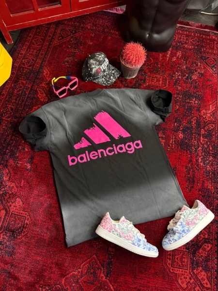 تیشرت آستین کوتاه رنگ پاشیده BALENCIAGA مشکی